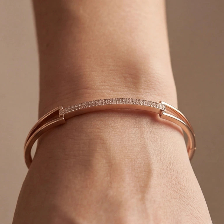 Rose Glimmer Open-Work Bangle