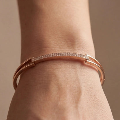 Rose Glimmer Open-Work Bangle