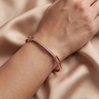 Rose Glimmer Open-Work Bangle