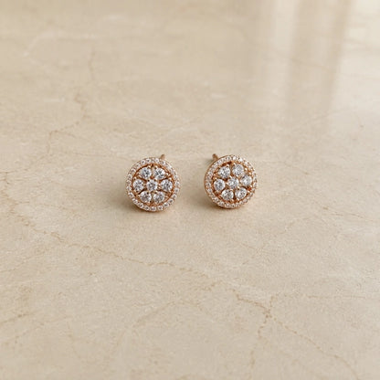 Rose Gold Diamond Halo Studs
