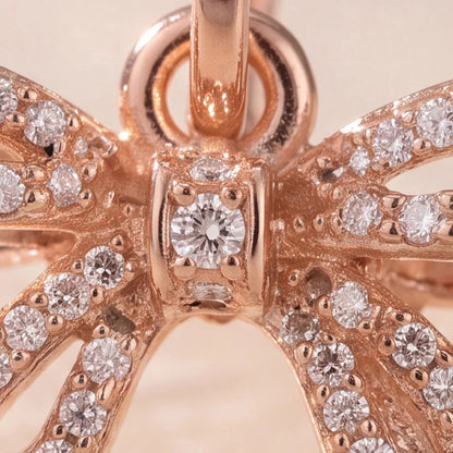 Rose Gold Pavé Ribbon Bow Charms