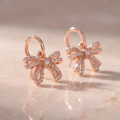 Rose Gold Pavé Ribbon Bow Charms