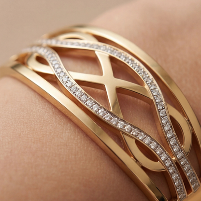 Serpentine Infinity Anti Tarnishing Gold Cuffs