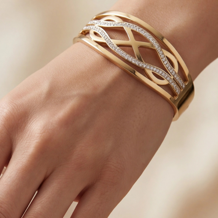 Serpentine Infinity Anti Tarnishing Gold Cuffs