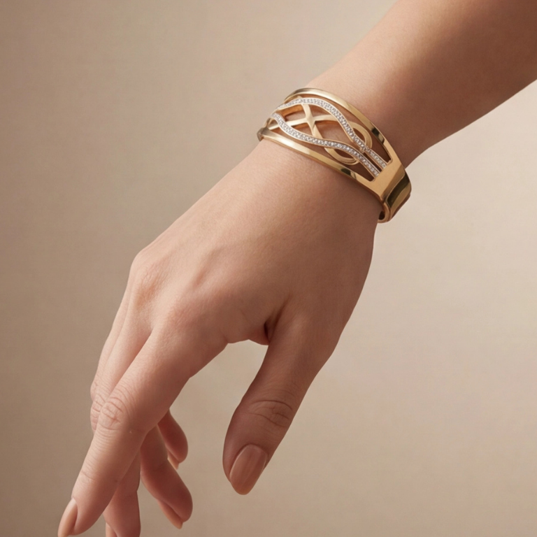Serpentine Infinity Anti Tarnishing Gold Cuffs