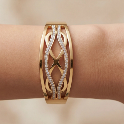 Serpentine Infinity Anti Tarnishing Gold Cuffs
