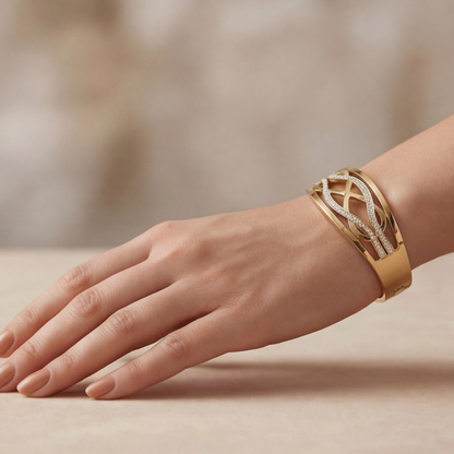 Serpentine Infinity Anti Tarnishing Gold Cuffs