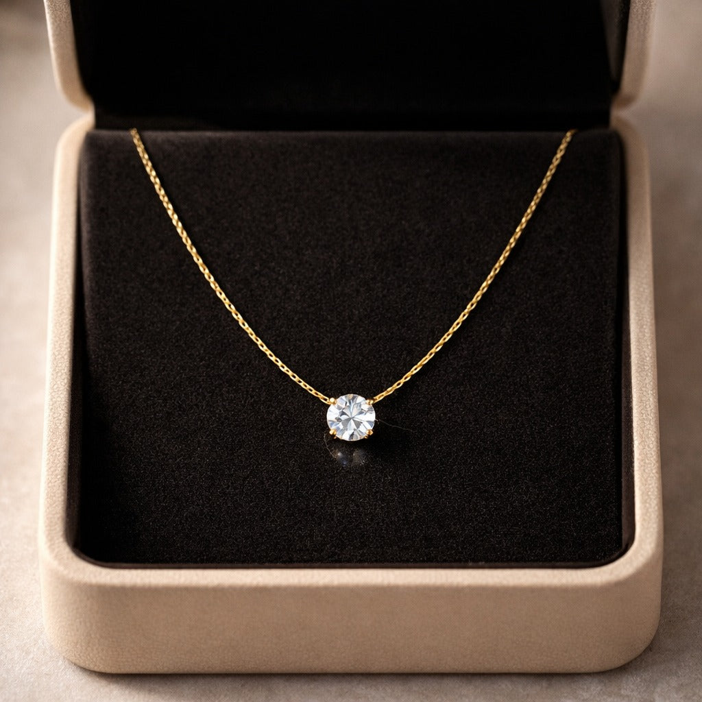 Aura Solitaire Anti-Tarnish Necklace
