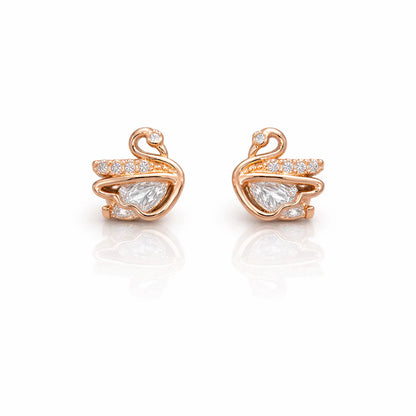 Elegant Rose Gold Swan Earrings