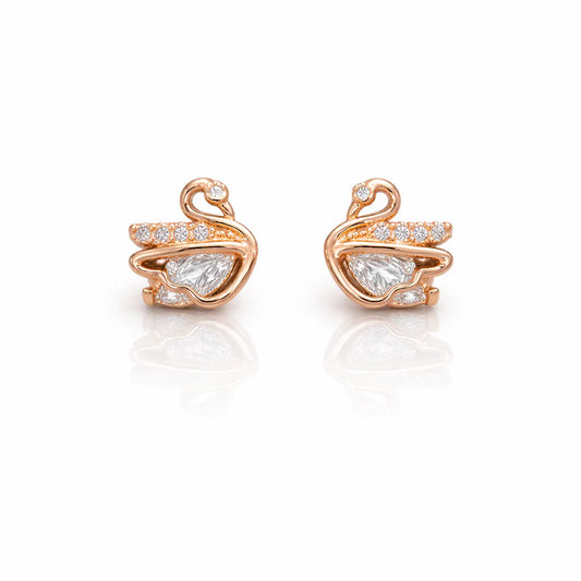 Elegant Rose Gold Swan Earrings
