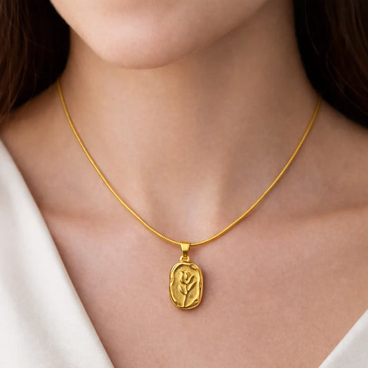 18K Gold Plated Rose Emblem Necklace