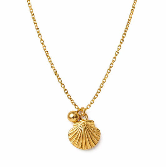 Golden Seashell Charm Pendant Necklace
