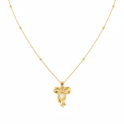 Elegant Golden Bow Pendant Necklace