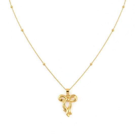 Elegant Golden Bow Pendant Necklace