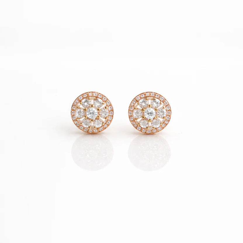 Rose Gold Diamond Halo Studs
