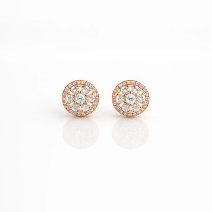 Rose Gold Diamond Halo Studs