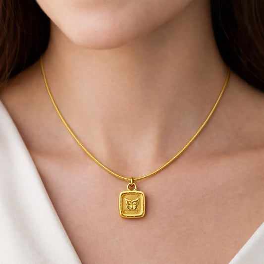 Golden Butterfly Medallion Necklace
