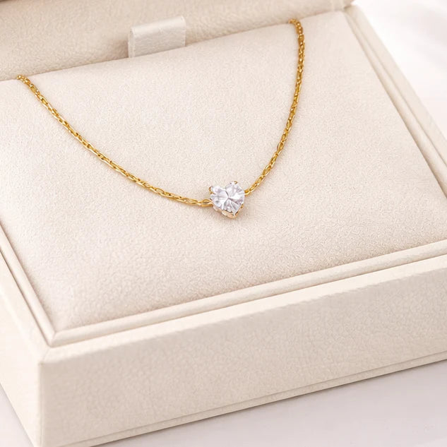 Golden Heart Solitaire Pendant