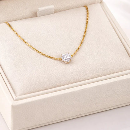Golden Heart Solitaire Pendant
