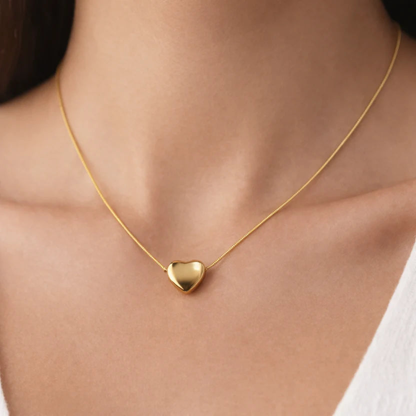 Anti-Tarnish Golden Heart Snake Chain