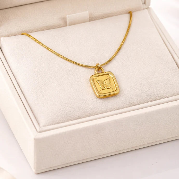 Golden Butterfly Medallion Necklace