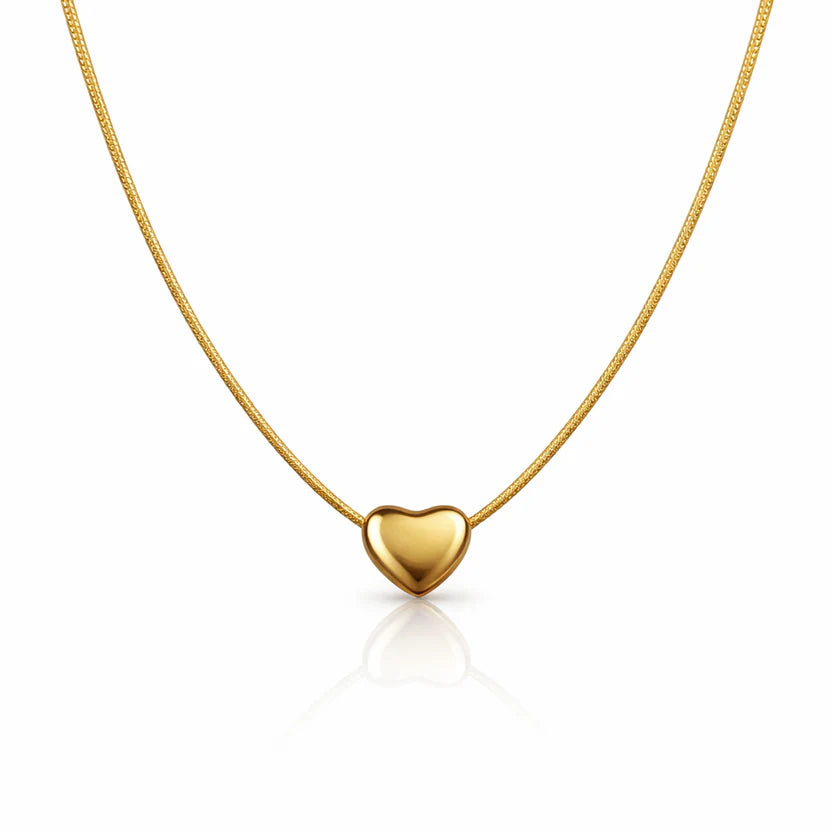 Anti-Tarnish Golden Heart Snake Chain