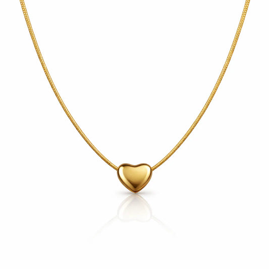 Anti-Tarnish Golden Heart Snake Chain