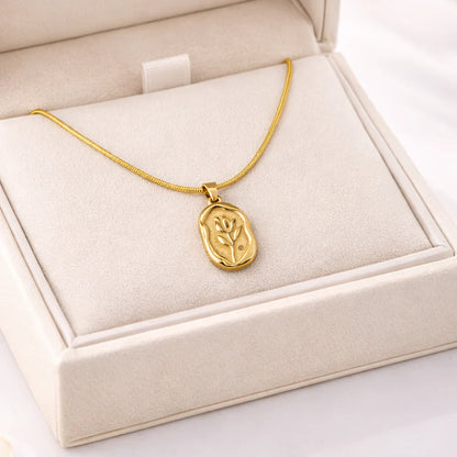 18K Gold Plated Rose Emblem Necklace