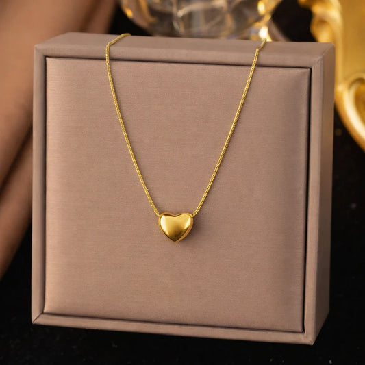 Anti-Tarnish Golden Heart Snake Chain