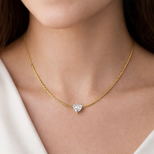 Golden Heart Solitaire Pendant
