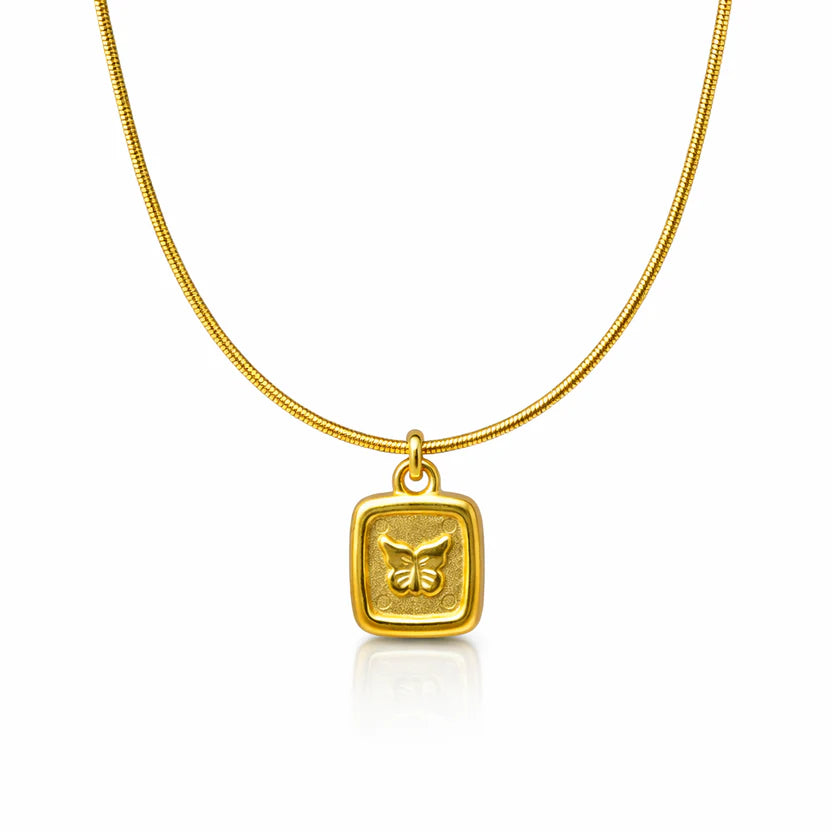 Golden Butterfly Medallion Necklace
