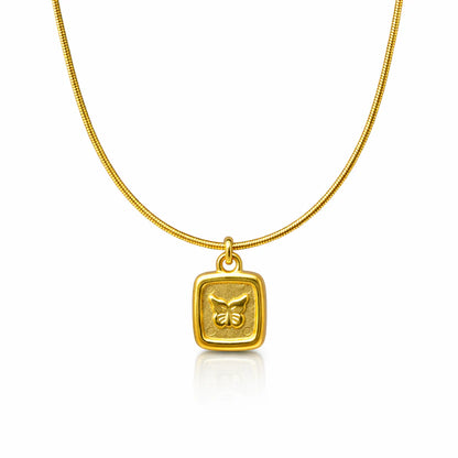 Golden Butterfly Medallion Necklace