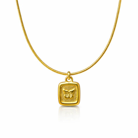 Golden Butterfly Medallion Necklace