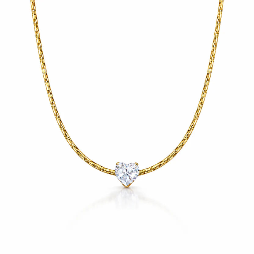 Golden Heart Solitaire Pendant