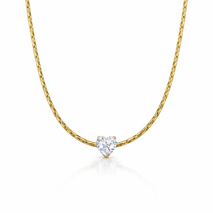 Golden Heart Solitaire Pendant