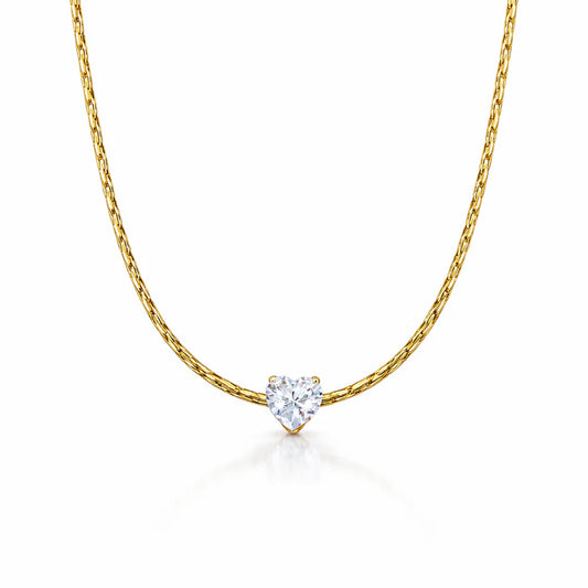 Golden Heart Solitaire Pendant