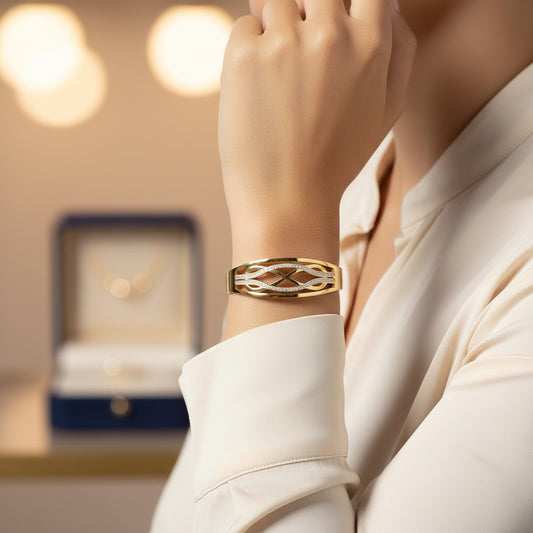 Serpentine Infinity Anti Tarnishing Gold Cuffs